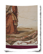 Detail der historischen Zunftfahne der St. Agatha Zunft von 1873