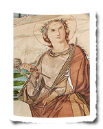 Detail der historischen Zunftfahne der St. Agatha Zunft von 1873