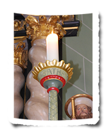 Detailansicht des geschnitzten Zunftstabs